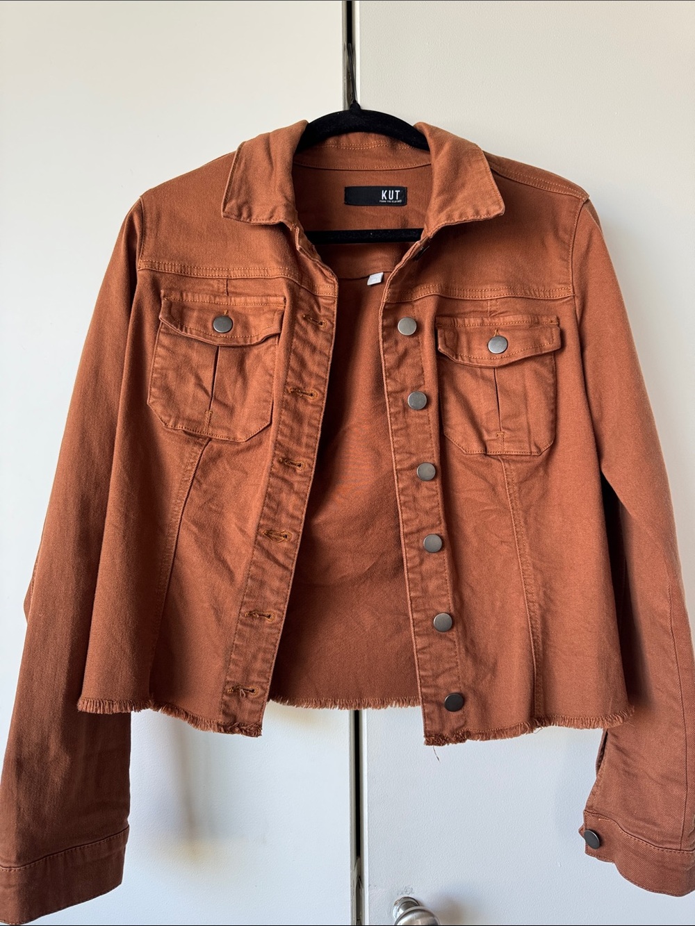 Kut from the Kloth Rust Brown Cropped Denim Jacket